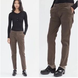 Nili Lotan Jenna Cotton Utility Brown Ankle Pant Size 6